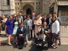 Group outside with Simon Stevens